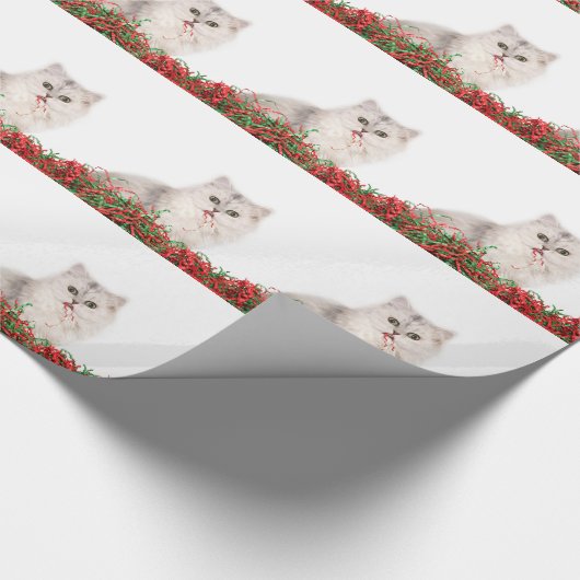 Kerstperzische kat cadeaupapier (Hoek)