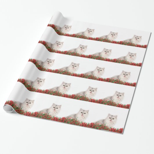 Kerstperzische kat cadeaupapier (Uitgerold)