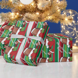KerstPet Football Sportstripes Cadeaupapier