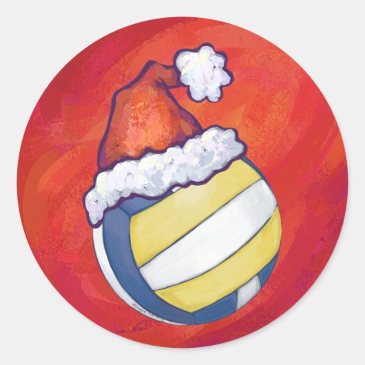 KerstPet Volleyball Ronde Sticker (Voorkant)