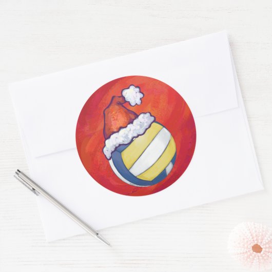 KerstPet Volleyball Ronde Sticker (Envelop)