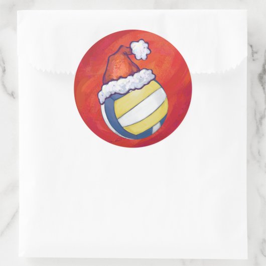 KerstPet Volleyball Ronde Sticker (Tas)
