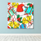 kerstPetten, geschenken en blaasjes Canvas Afdruk (Insitu (Houten vloer))