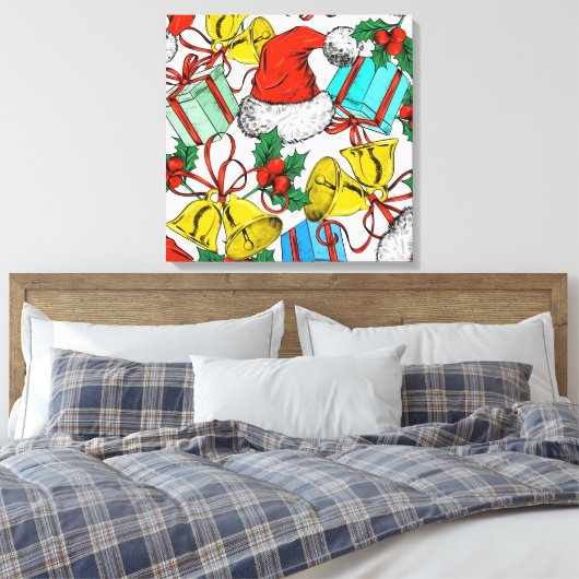 kerstPetten, geschenken en blaasjes Canvas Afdruk (Insitu (Slaapkamer))