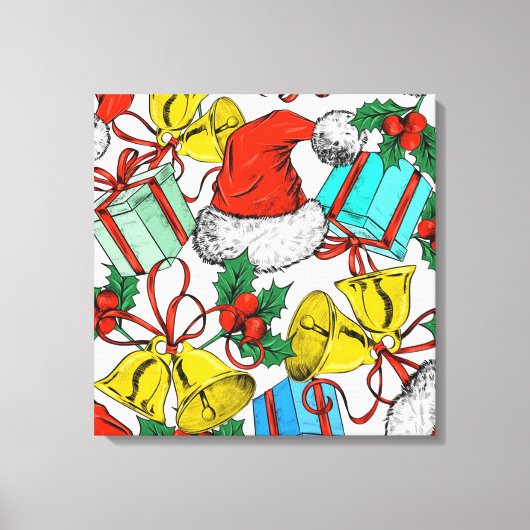 kerstPetten, geschenken en blaasjes Canvas Afdruk (Voorkant)