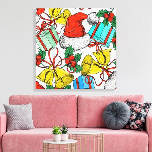 kerstPetten, geschenken en blaasjes Canvas Afdruk (Insitu (Woonkamer))