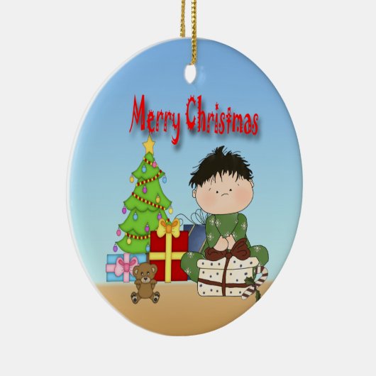 Kerstpeuter-ronde Keramisch Ornament (Rechts)