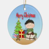 Kerstpeuter-ronde Keramisch Ornament (Links)