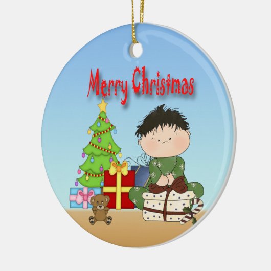 Kerstpeuter-ronde Keramisch Ornament (Links)