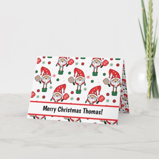 Kerstpickleball gevouwen groet kaart (Voorkant)