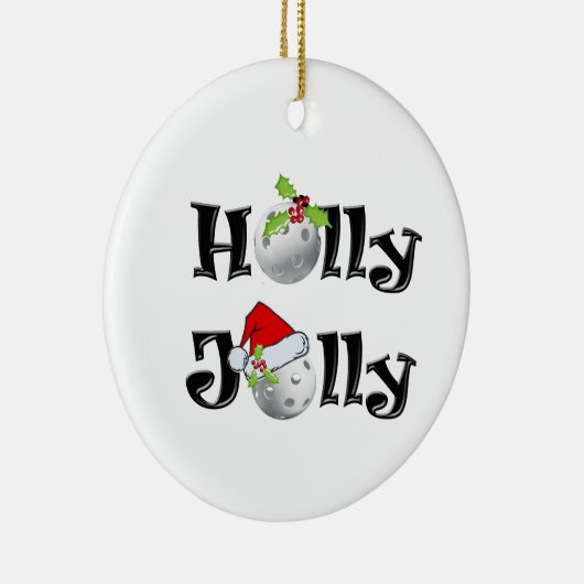 Kerstpickleball Holly Jolly Keramisch Ornament (Rechts)