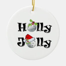 Kerstpickleball Holly Jolly Keramisch Ornament