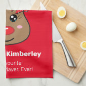 Kerstpickleball met rendiermeisje Kitchen naar Theedoek (Quarter Fold)