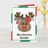 Kerstpickleball Reindeer gevouwen Kaart (Gele Bloem)