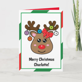 Kerstpickleball Reindeer gevouwen Kaart