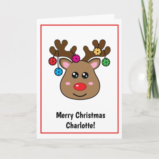 Kerstpickleball Reindester Kaart (Voorkant)
