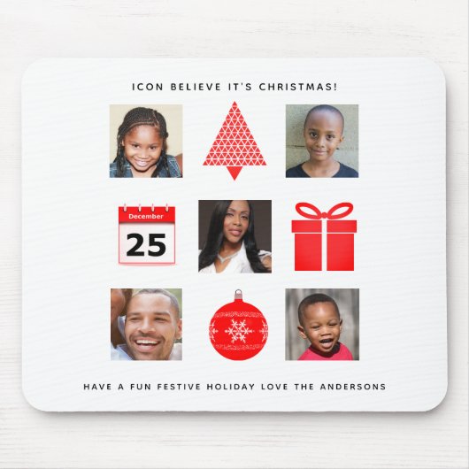 Kerstpictogram FOTOCOLLAGE Aandenken Modern Muismat (Voorkant)