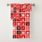 Kerstpictogram Red Squares Holiday Art Klassiek Bad Handdoek (Insitu)