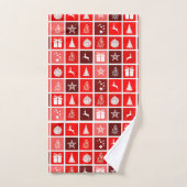 Kerstpictogram Red Squares Holiday Art Klassiek Bad Handdoek (Handdoek)