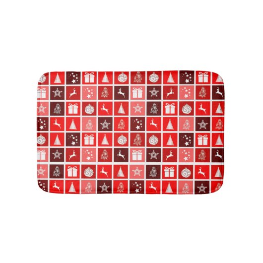 Kerstpictogram Red Squares Holiday Art Klassiek Badmat (Voorkant)