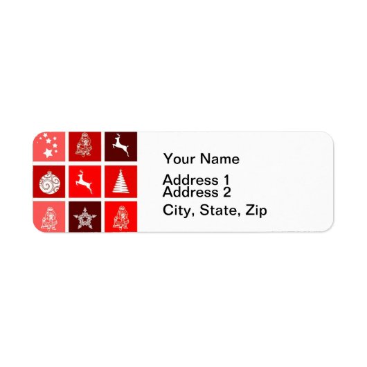 Kerstpictogram Red Squares Holiday Art Klassiek Etiket (Voorkant)