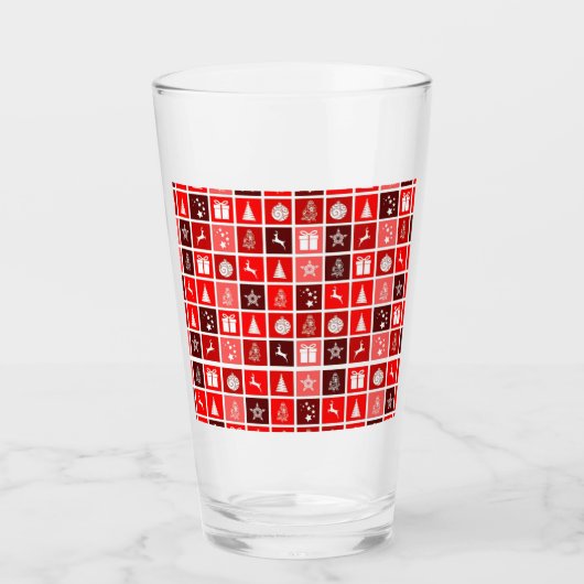 Kerstpictogram Red Squares Holiday Art Klassiek Glas (Voorkant)