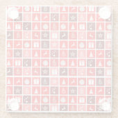 Kerstpictogram Red Squares Holiday Art Klassiek Glazen Onderzetter (Achterkant)
