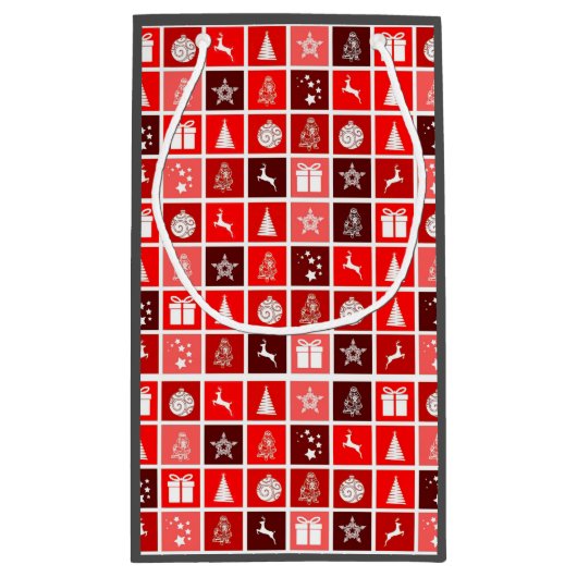 Kerstpictogram Red Squares Holiday Art Klassiek Klein Cadeauzakje (Achterkant)