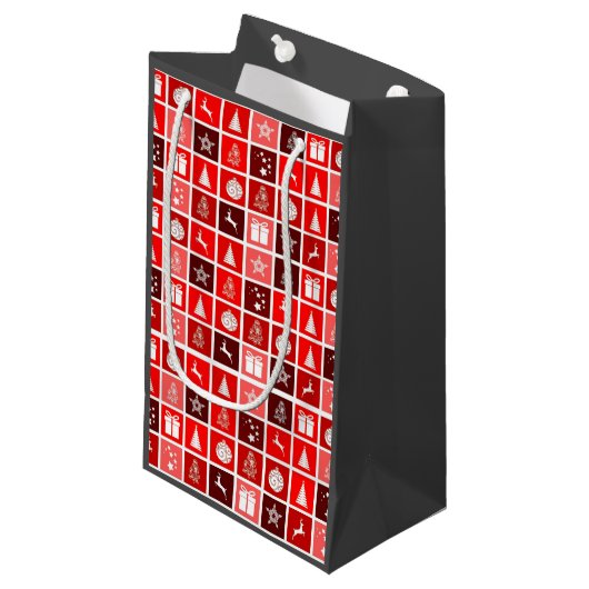 Kerstpictogram Red Squares Holiday Art Klassiek Klein Cadeauzakje (Voorkant Gekanteld)