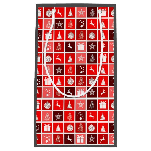 Kerstpictogram Red Squares Holiday Art Klassiek Klein Cadeauzakje (Voorkant)