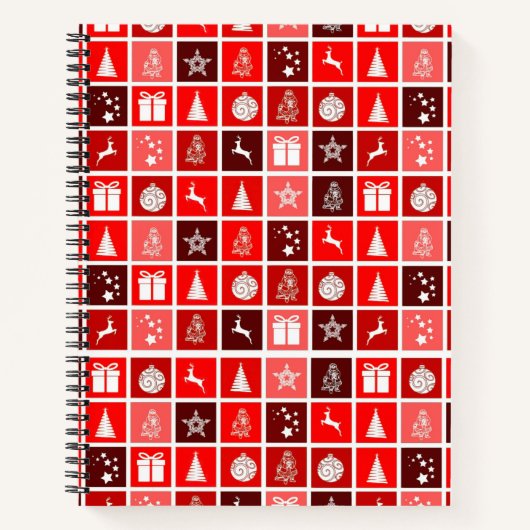 Kerstpictogram Red Squares Holiday Art Klassiek Notitieboek (Voorkant)