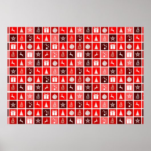 Kerstpictogram Red Squares Holiday Art Klassiek Poster (Voorkant)
