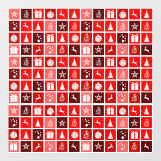 Kerstpictogram Red Squares Holiday Art Klassiek Raamsticker (Vel)