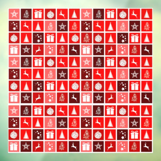 Kerstpictogram Red Squares Holiday Art Klassiek Raamsticker (Vel 3)