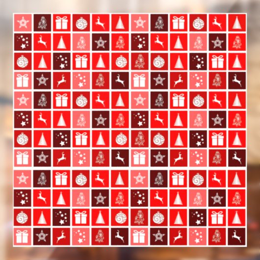 Kerstpictogram Red Squares Holiday Art Klassiek Raamsticker (Vel 2)