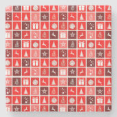 Kerstpictogram Red Squares Holiday Art Klassiek Stenen Onderzetter (Voorkant)