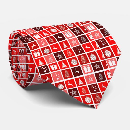 Kerstpictogram Red Squares Holiday Art Klassiek Stropdas (Opgerold)