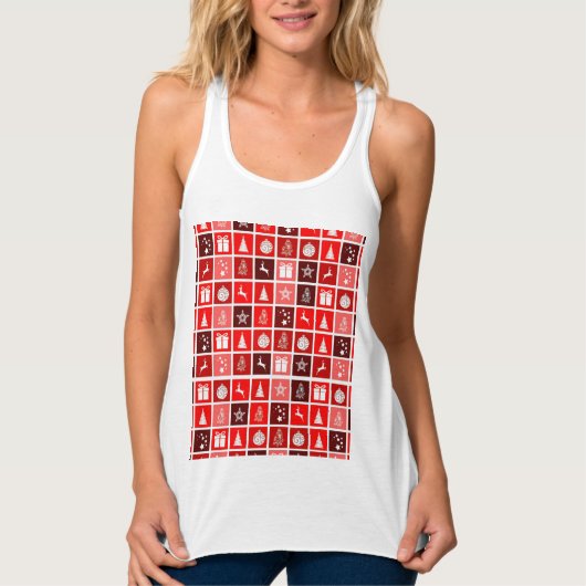 Kerstpictogram Red Squares Holiday Art Klassiek Tanktop (Voorkant)