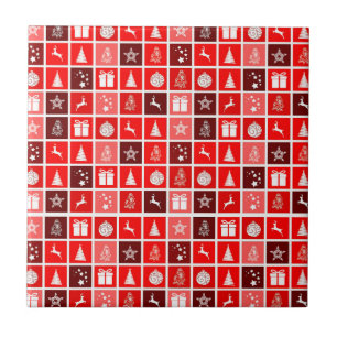 Kerstpictogram Red Squares Holiday Art Klassiek Tegeltje