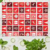 Kerstpictogram Red Squares Holiday Art Klassiek Theedoek (Gevouwen)