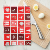 Kerstpictogram Red Squares Holiday Art Klassiek Theedoek (Quarter Fold)
