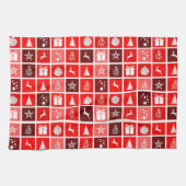 Kerstpictogram Red Squares Holiday Art Klassiek Theedoek (Horizontaal)