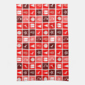 Kerstpictogram Red Squares Holiday Art Klassiek Theedoek (Verticaal)