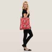 Kerstpictogram Red Squares Holiday Art Klassiek Tote Bag (Op model)