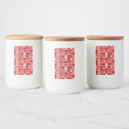 Kerstpictogram Red Squares Holiday Art Klassiek Voedselcontainer Etiket (Flessen)