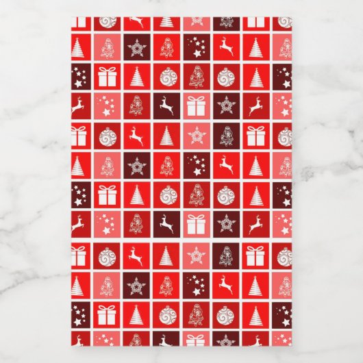 Kerstpictogram Red Squares Holiday Art Klassiek Voedselcontainer Etiket (Enkel label)