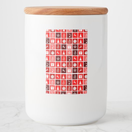 Kerstpictogram Red Squares Holiday Art Klassiek Voedselcontainer Etiket (Voorkant)
