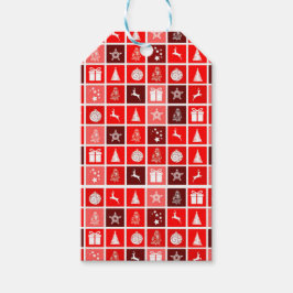 Kerstpictogram Rode Vierkanten Vakantiekunst Klass Cadeaulabel