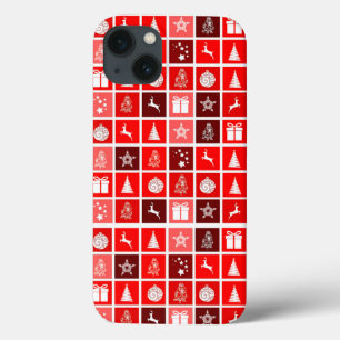 Kerstpictogram Rode Vierkanten Vakantiekunst Klass Case-Mate iPhone Case