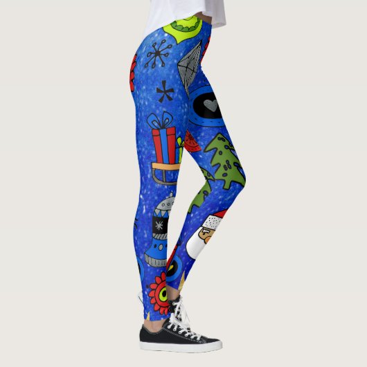 kerstpictogrammen met feestelijke kleurrijke blauw leggings (Rechts)